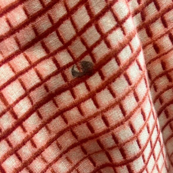 Tommy Bahama 100% Linen MensLarge Orange/White Gingham Plaid Shirt - Picture 11 of 16